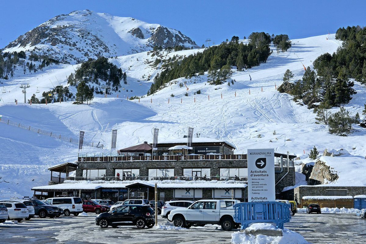 Deep snow blanketing the Grandvalira ski area, Andorra