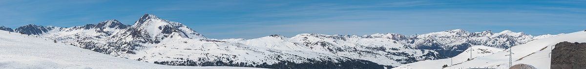 Snowy peaks at the Port d'Envalira on the high French approach from Toulouse to Andorra