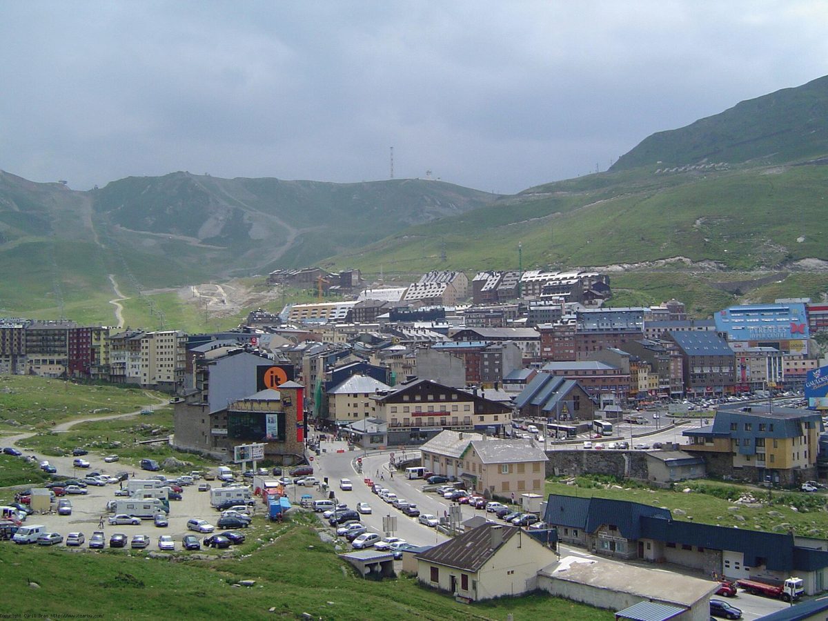 The duty-free town of Pas de la Casa at the high French border of Andorra
