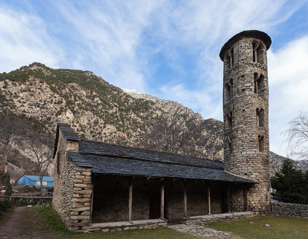 The pre-Romanesque church of Santa Coloma with its round bell tower, one of the free things to do in Andorra