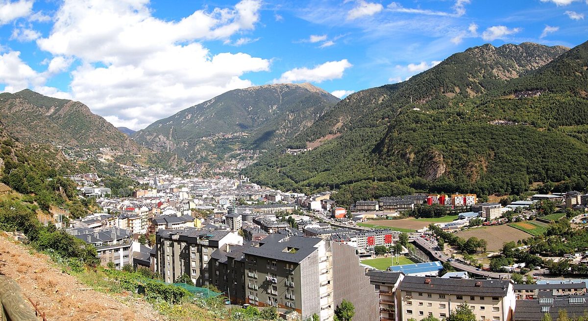 Andorra la Vella in its valley, where most visitors eat their first plate of trinxat