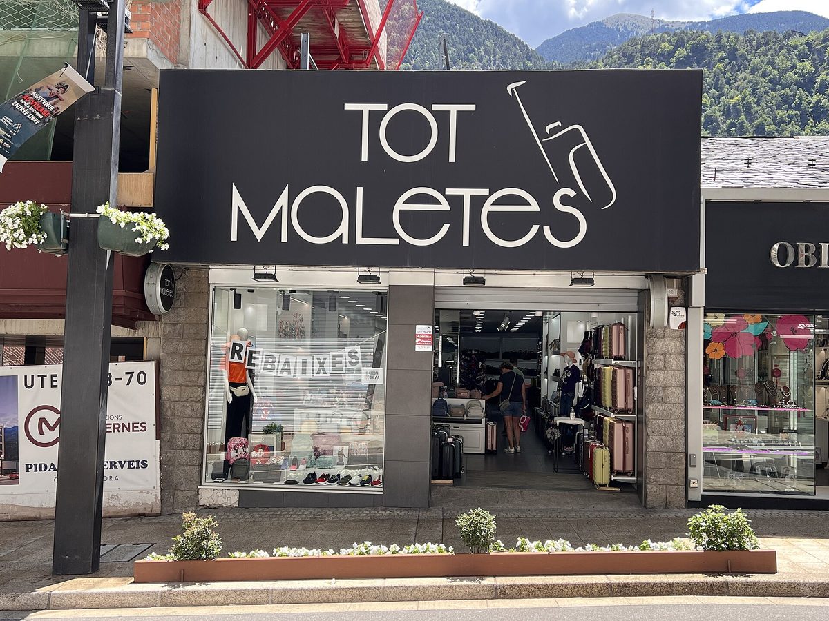 Shops along the main shopping street in Andorra la Vella, where duty-free prices change what you pack and what you buy there