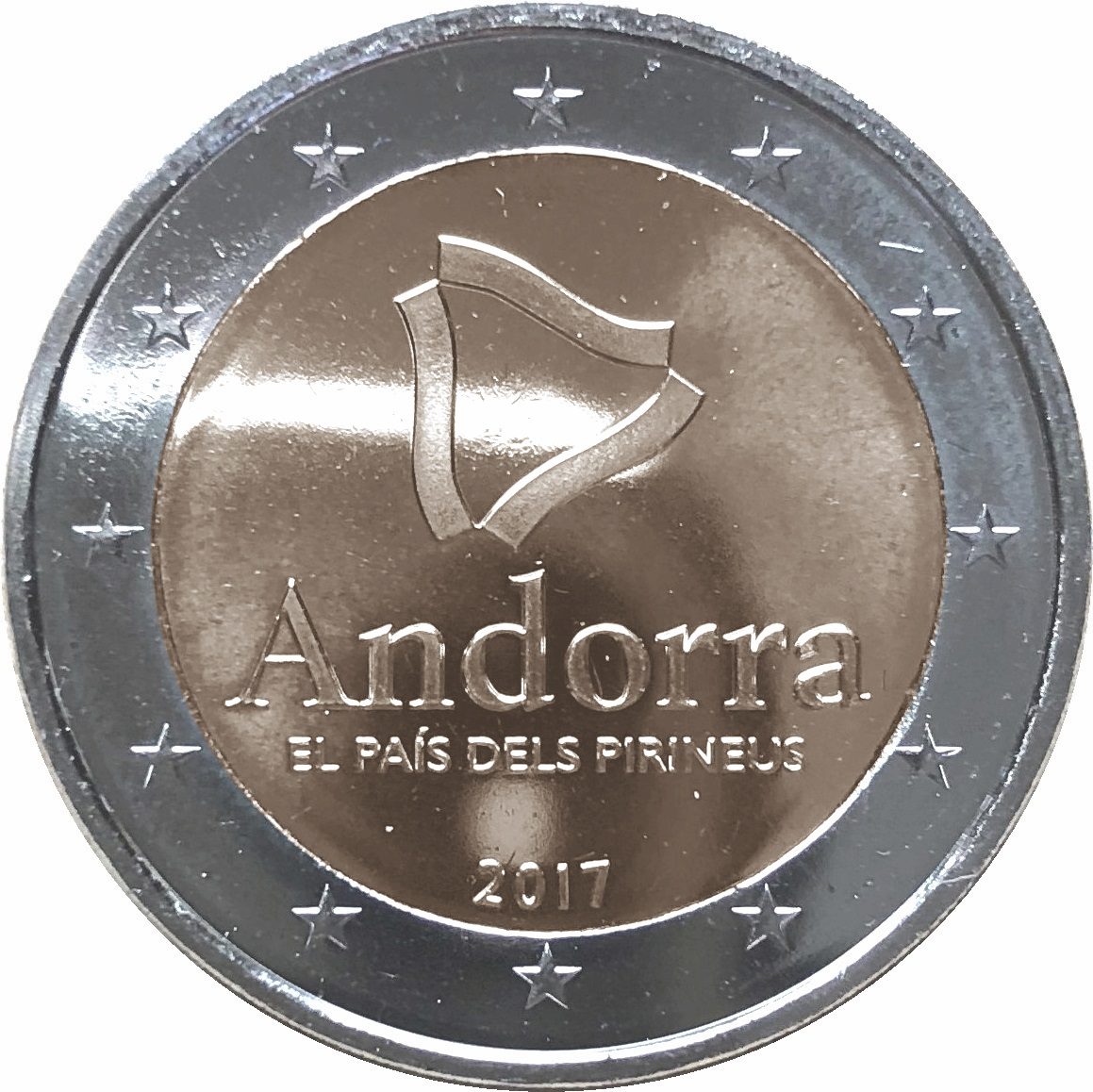 An Andorran two-euro coin, minted by the principality under its monetary agreement with the EU