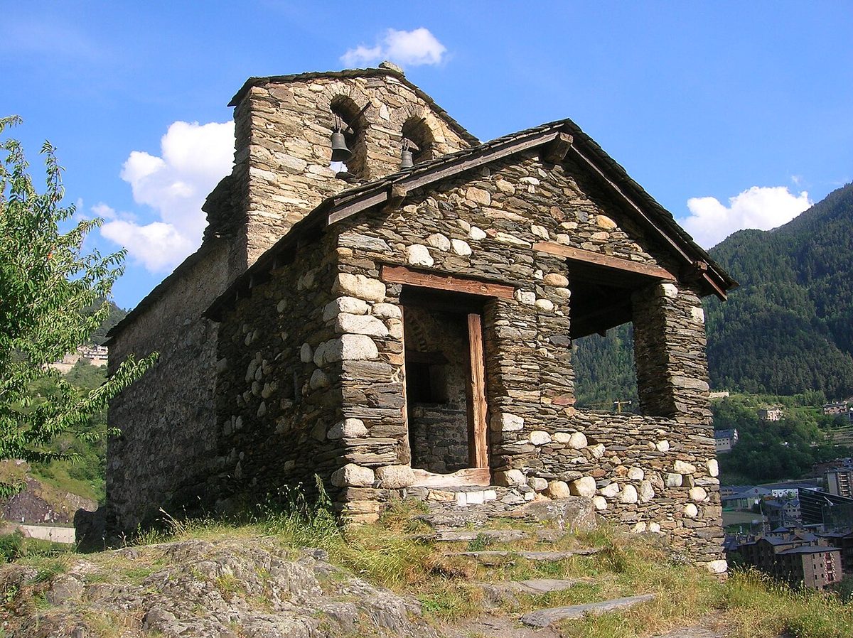 The Romanesque church of Sant Roma de les Bons above Encamp, Andorra